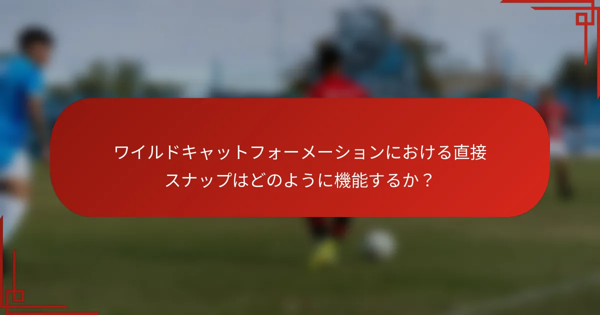 ワイルドキャットフォーメーションにおける直接スナップはどのように機能するか？